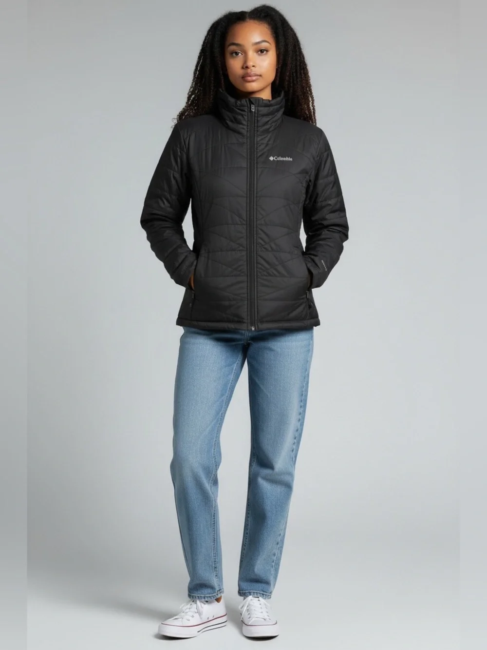 Columbia Black Women's Packable Omni Heat Puffer Jacket, Medium
